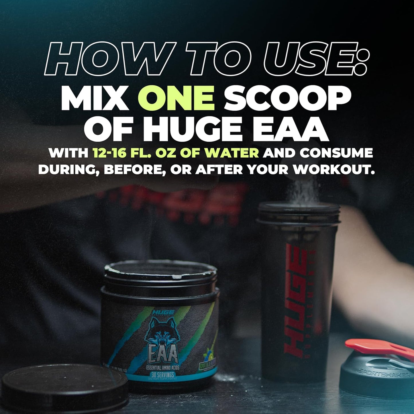 Huge EAA Supplement with 12.85g EAAs & 8g BCAAs, Kiwi Blueberry Flavor, Muscle Growth & Recovery, 17.73 Oz.