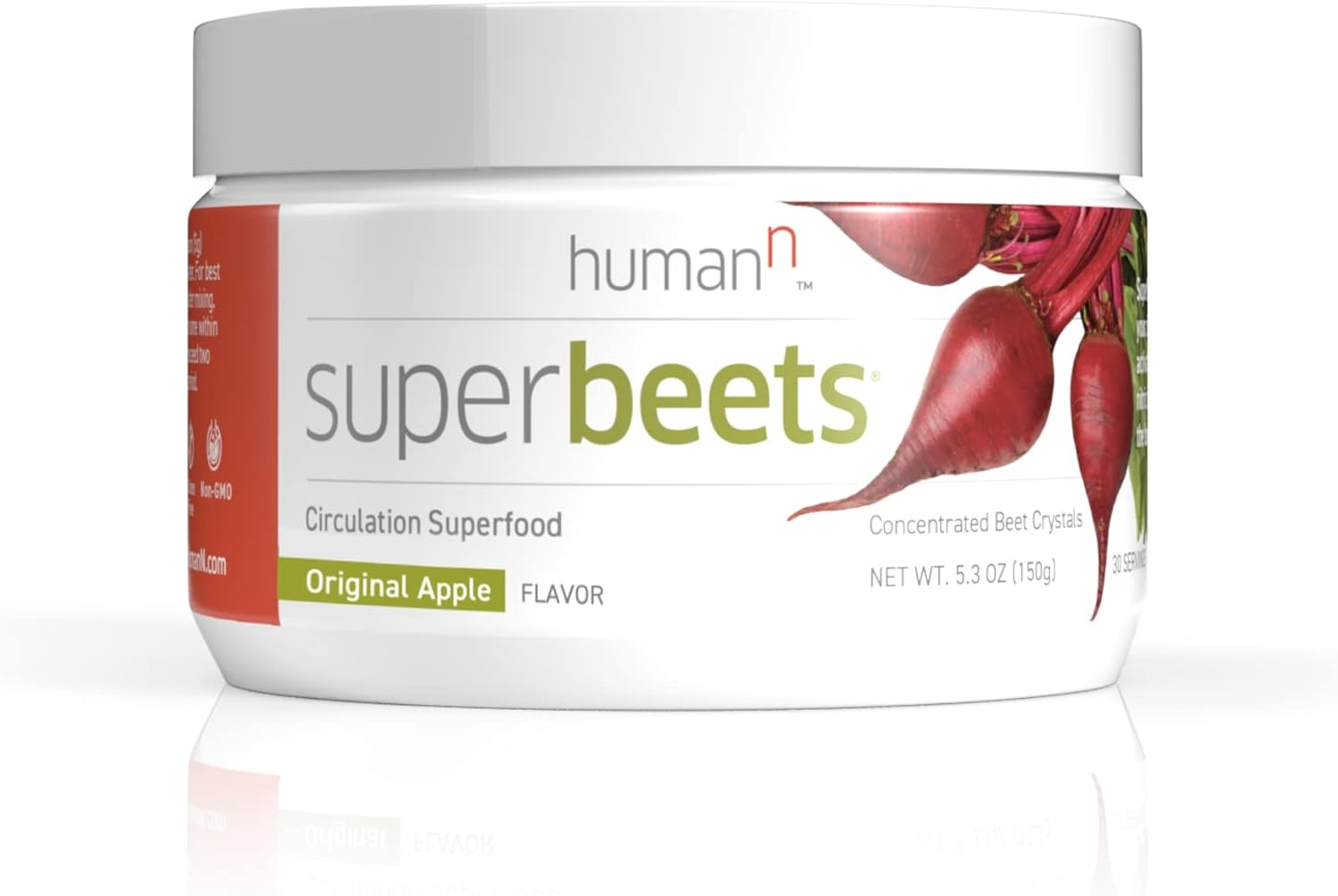 HumanN SuperBeets Beetroot Powder - Natural Nitric Oxide Support for Heart Health - Non-GMO Superfood Supplement - Original Apple Flavor, 30 Servings