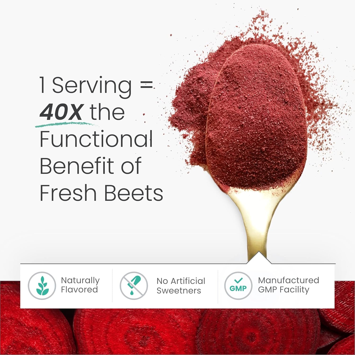 HumanN SuperBeets Beetroot Powder - Natural Nitric Oxide Support for Heart Health - Non-GMO Superfood Supplement - Original Apple Flavor, 30 Servings