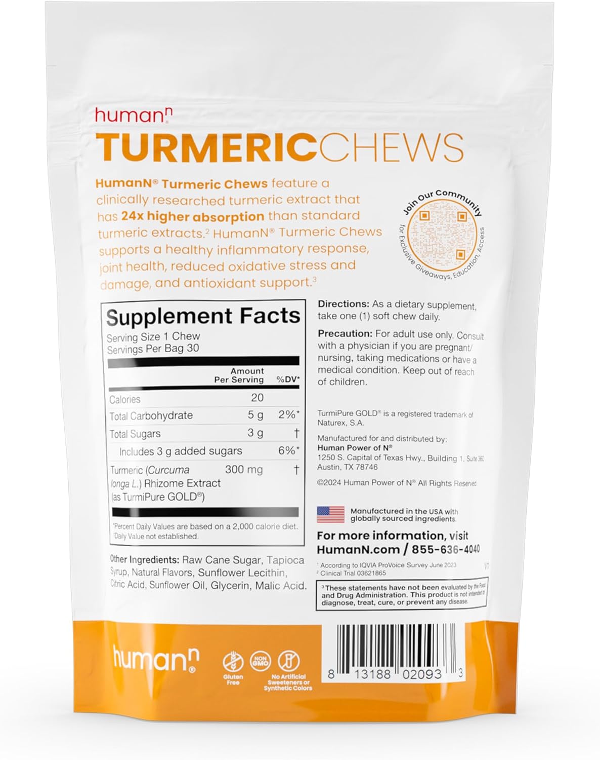 humanN SuperBeets Heart & Turmeric Chews - Antioxidant-Rich Dietary Supplement for Heart Health and Inflammation Support