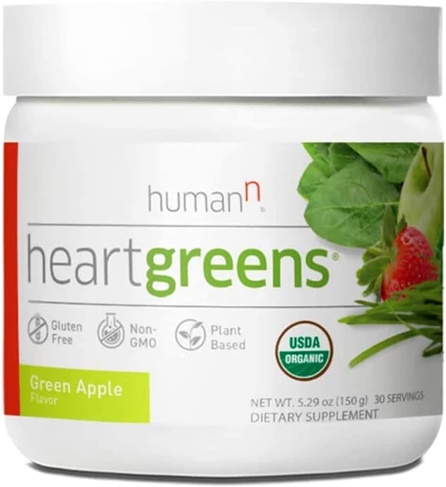 HumanN Superfood Heart Support Bundle - SuperBeets Original Apple Flavor & HeartGreens Powder for Cardiovascular Health