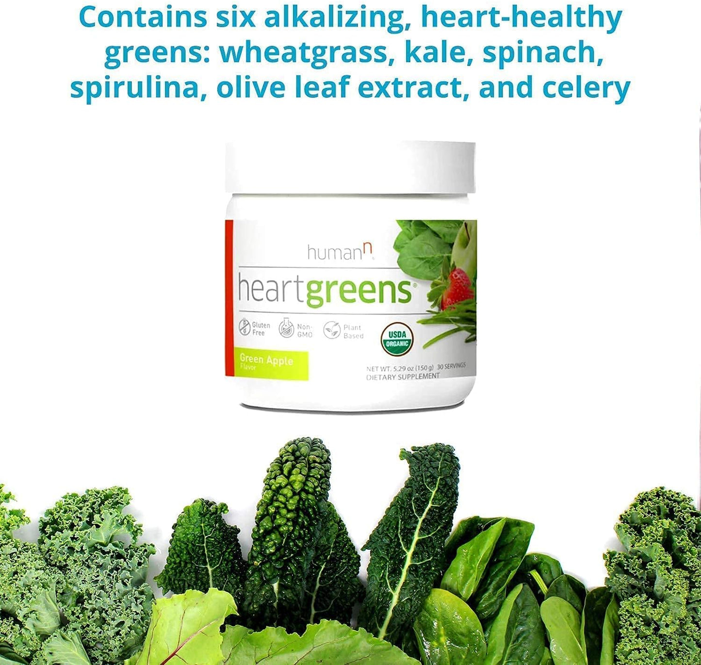 HumanN Superfood Heart Support Bundle - SuperBeets Original Apple Flavor & HeartGreens Powder for Cardiovascular Health