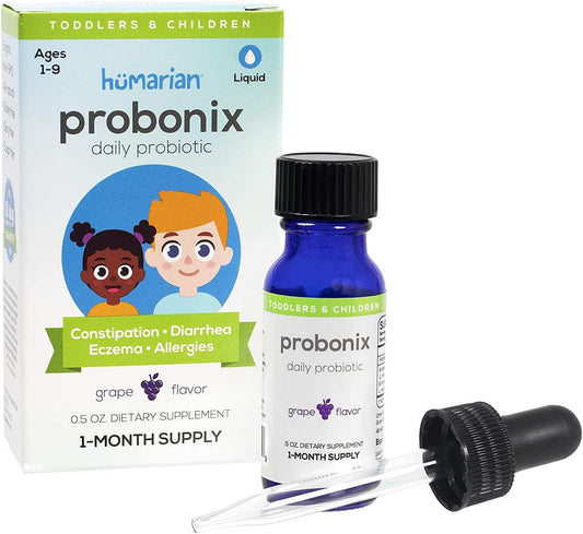 Humarian Probonix Probiotic Drops for Kids 1-9 Years - 8-Strain Toddler Probiotics - 45 Billion CFUs - Grape Flavor - 30-Day Supply
