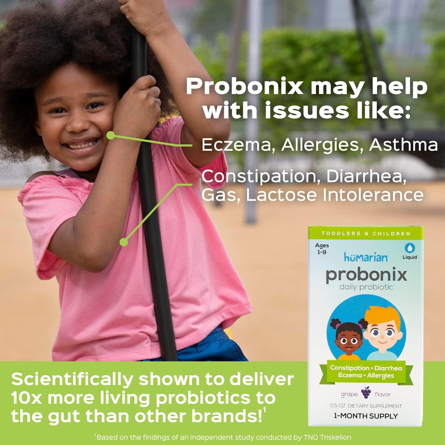 Humarian Probonix Probiotic Drops for Kids 1-9 Years - 8-Strain Toddler Probiotics - 45 Billion CFUs - Grape Flavor - 30-Day Supply