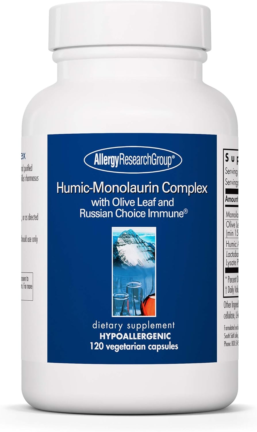 Humic-Monolaurin Complex by Allergy Research Group - Immune Support Supplement with Humic Acid, Olive Leaf, Vegetarian Capsules - 120 Count