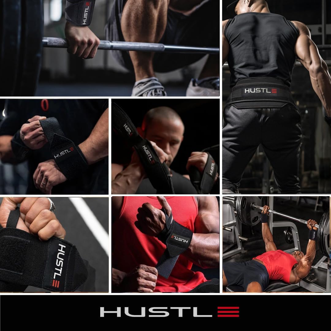 Hustle Athletics Wrist Wraps - USPA Approved Gym Straps for Weightlifting & Powerlifting Support