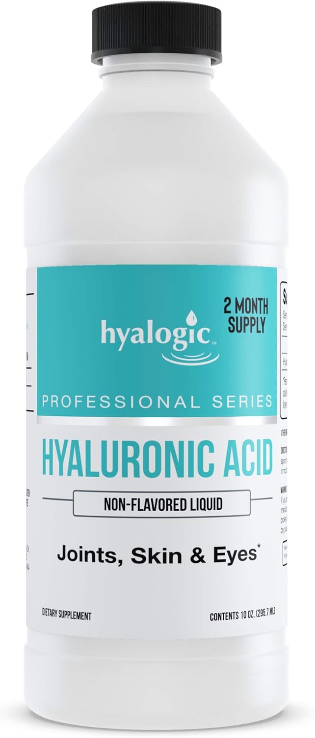 Hyalogic Professionals Series Hyaluronic Acid Liquid Supplement 100mg - Whole Body Hydration - Skin & Eyes - 10 oz