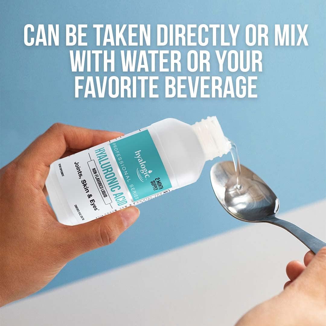 Hyalogic Professionals Series Hyaluronic Acid Liquid Supplement 100mg - Whole Body Hydration - Skin & Eyes - 10 oz