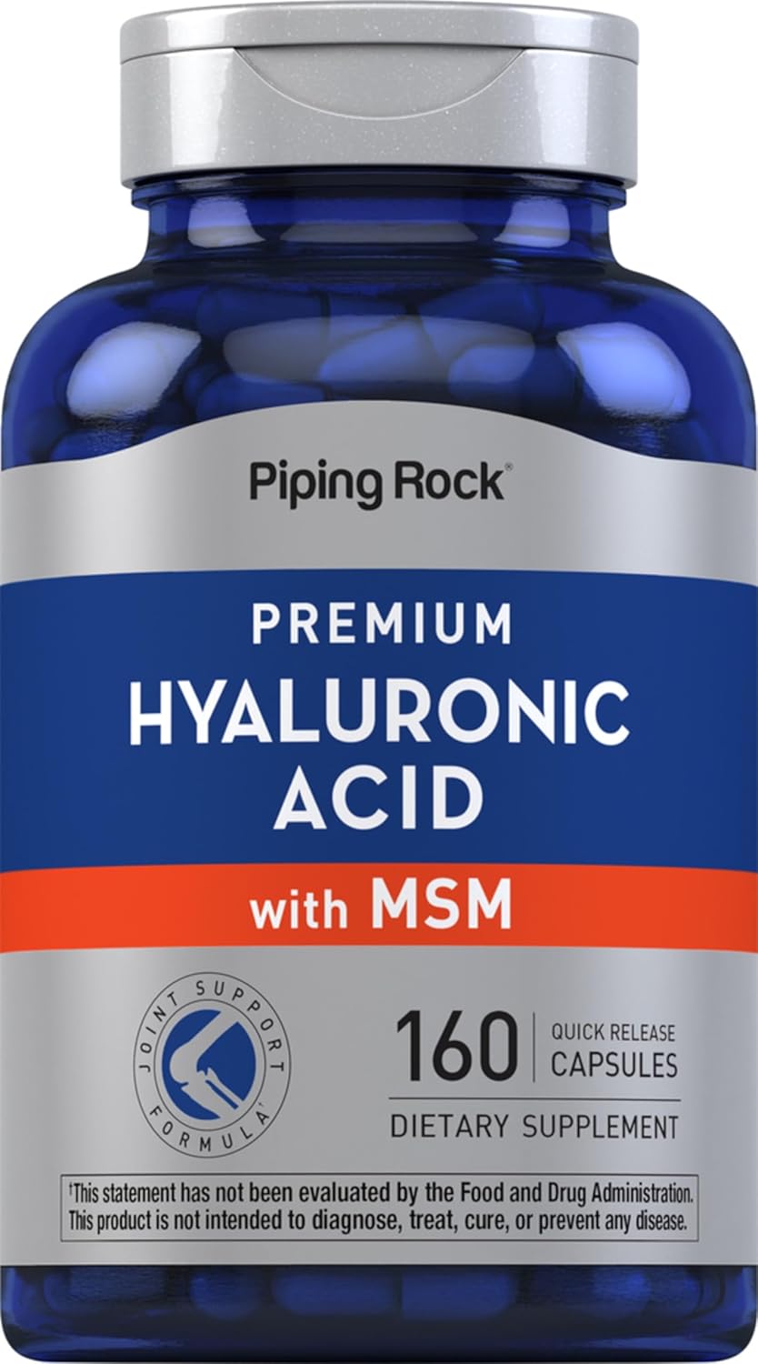 Hyaluronic Acid with MSM 1000mg Capsules - Non-GMO and Gluten Free Supplement by Piping Rock