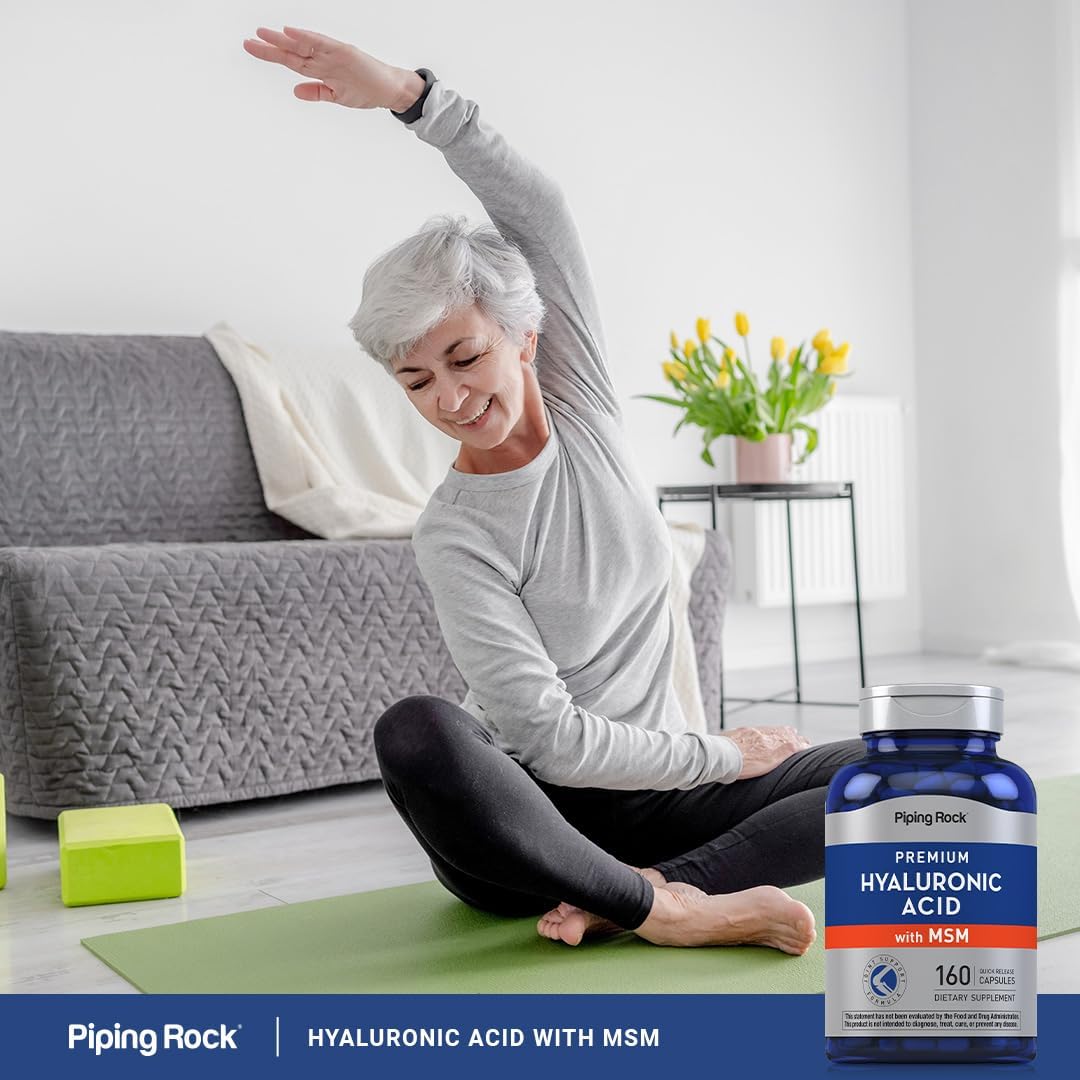 Hyaluronic Acid with MSM 1000mg Capsules - Non-GMO and Gluten Free Supplement by Piping Rock