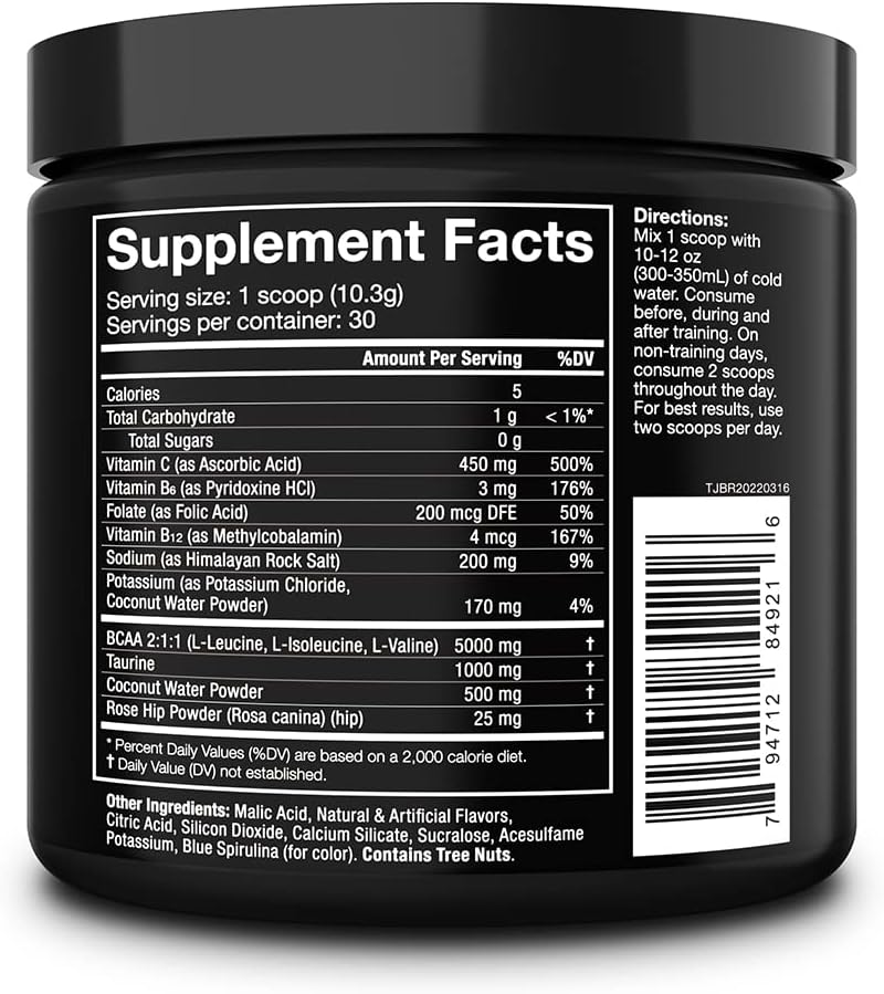 Hydra BCAA+ Post Workout Recovery Drink - Blue Raspberry Flavor - 30 Servings for Men & Women by JNX SPORTS