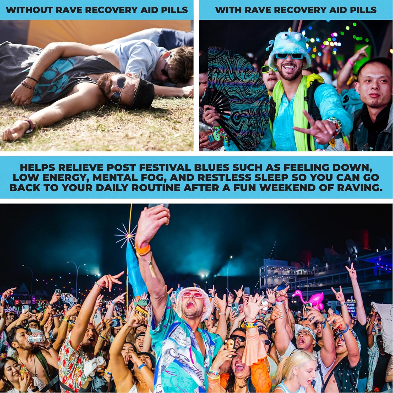 Hydralit Rave Recovery Pills - 5-HTP Supplement with Electrolytes for Better Mornings and Energy - 120 Capsules