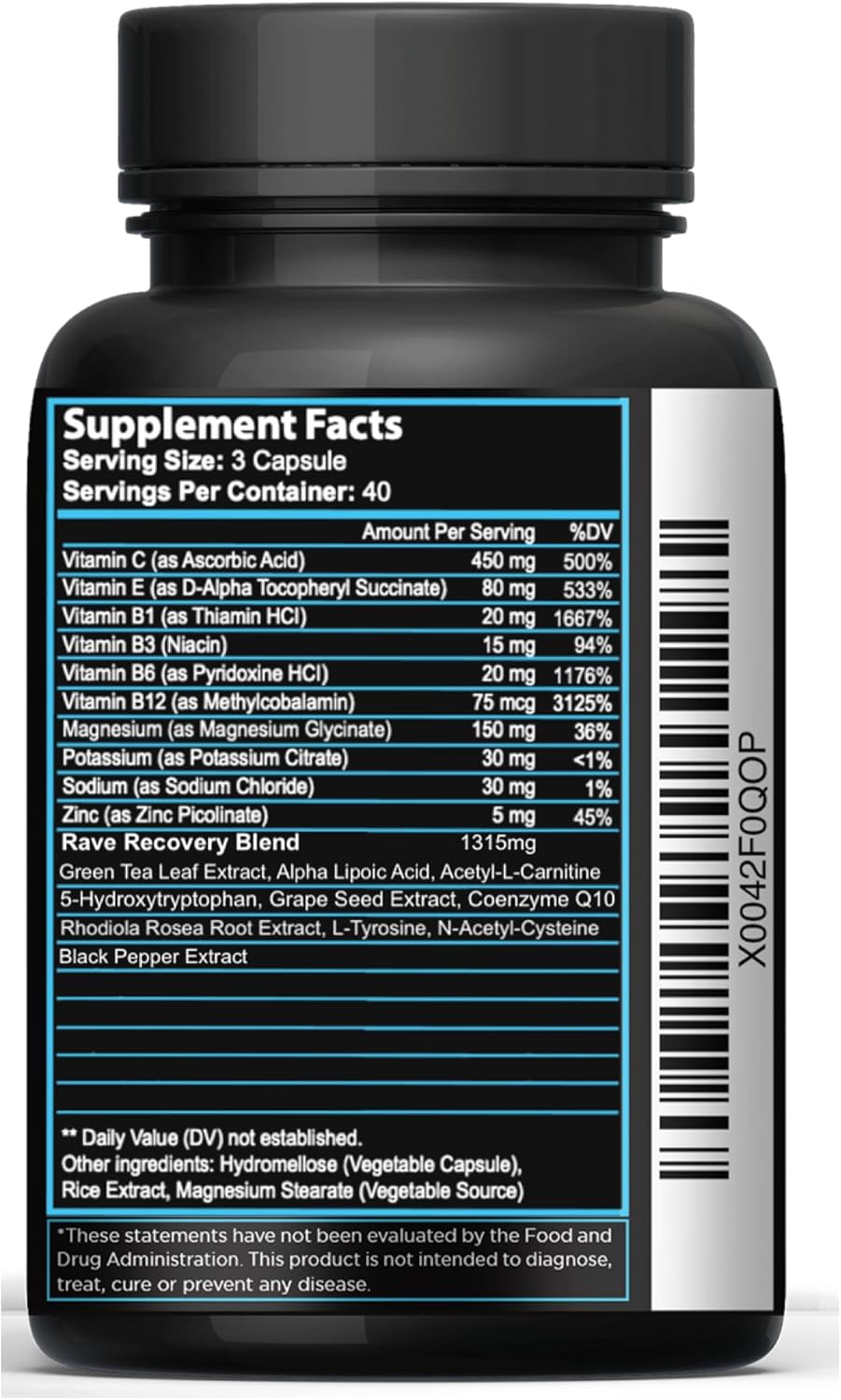 Hydralit Rave Recovery Pills - 5-HTP Supplement with Electrolytes for Better Mornings and Energy - 120 Capsules