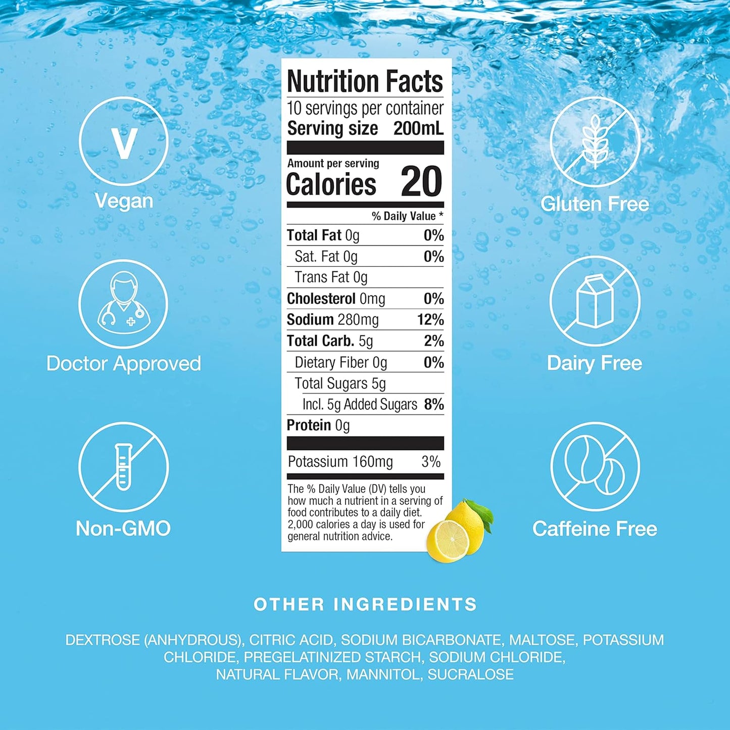 Hydralyte Lemonade Electrolyte Tablets - Ideal for Bachelorette Parties, Workouts, and Travel (10 Servings, 20 Tablets)