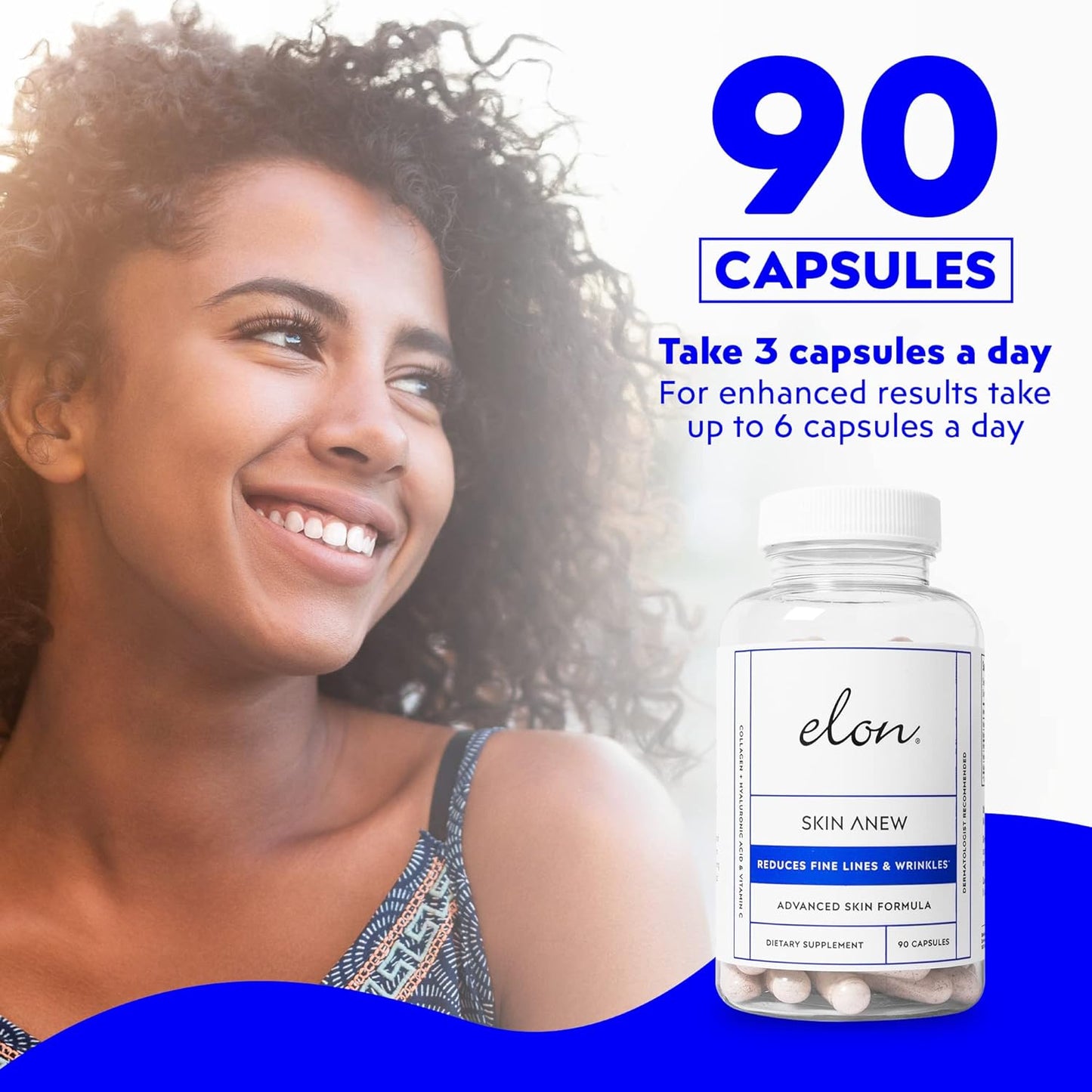 Hydrating Anti-Aging Supplement with Collagen, Hyaluronic Acid, Grape Seed Extract, Antioxidants for Vibrant Skin - 90 Capsules