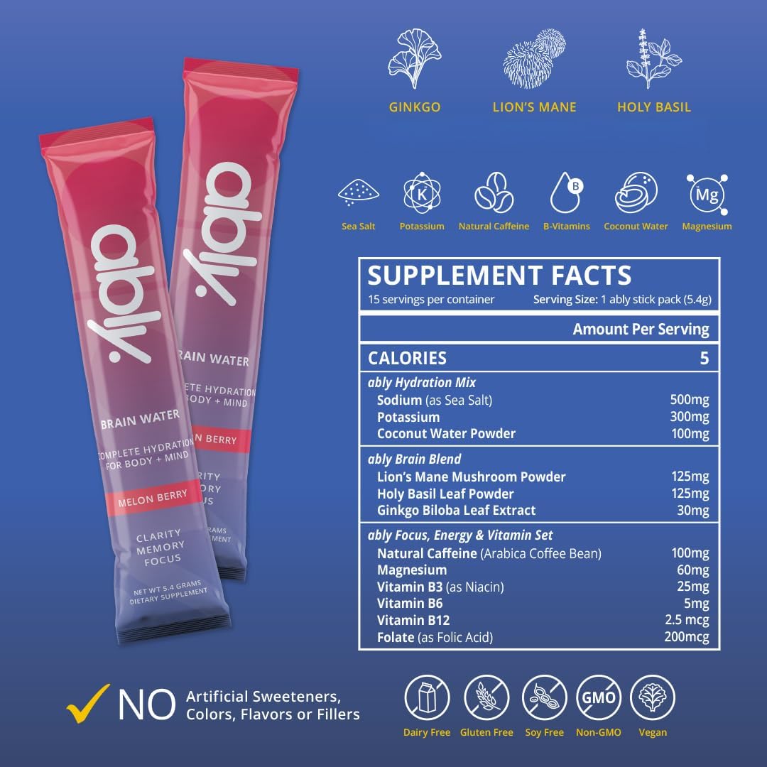 Hydrating Brain Boost Water with Melon and Berry Flavors