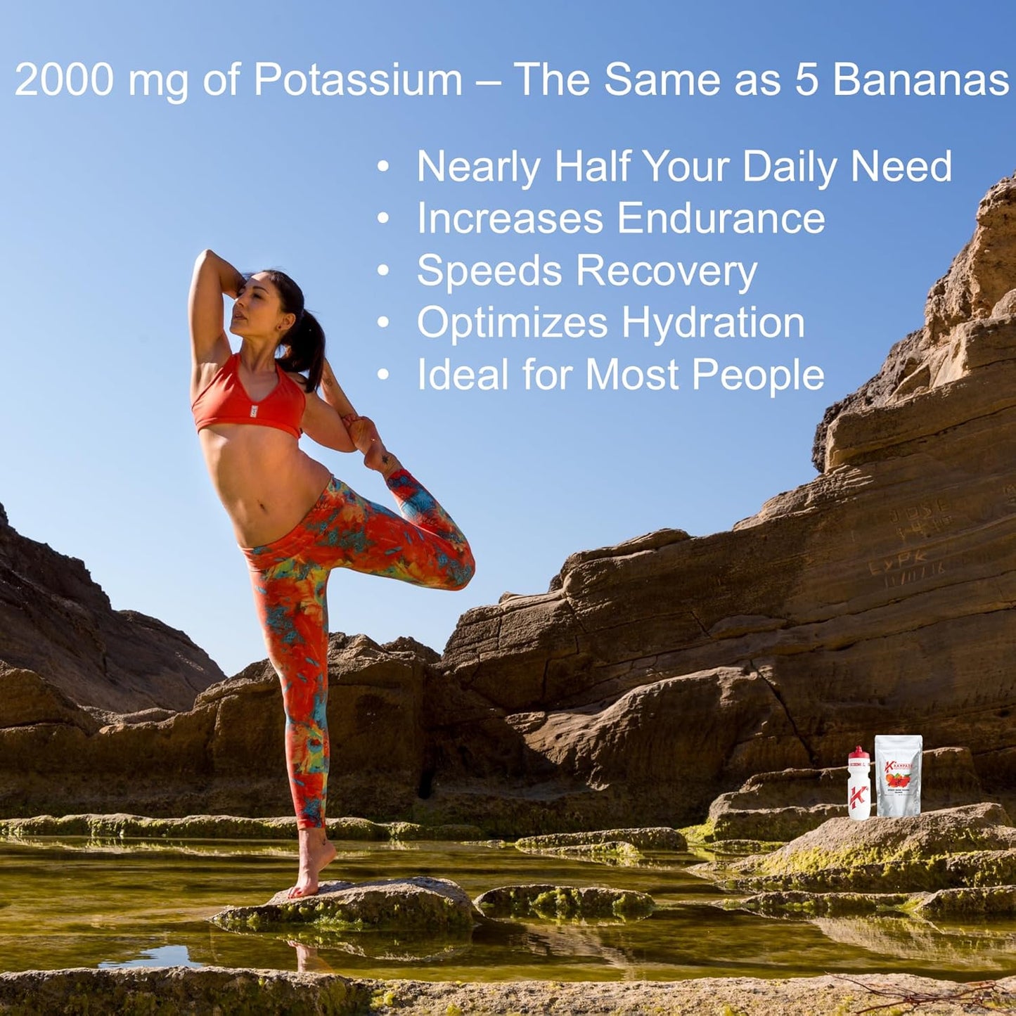 Hydrating Electrolyte Powder with 50mg Magnesium + 2000mg Potassium for Cramp Relief and Hydration Boost - More Effective Than Coconut Water