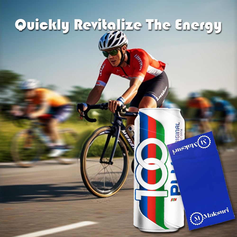 Hydration Bundle: 12 Cans of 100 PLUS Isotonic Sports Drinks with Maksuri Gym Towel Set