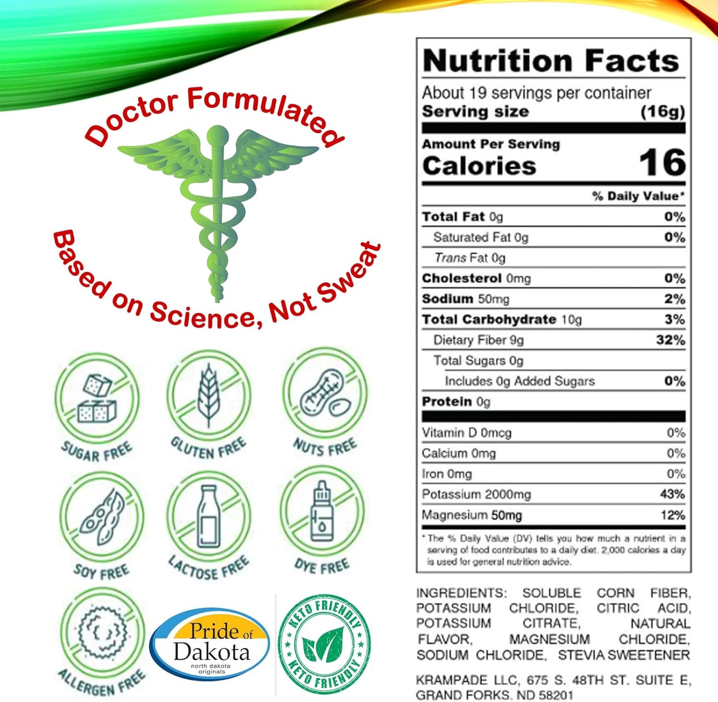 Hydration Packets with Prebiotic Fiber, Potassium, and Magnesium for Cramp Relief and Digestive Health Support
