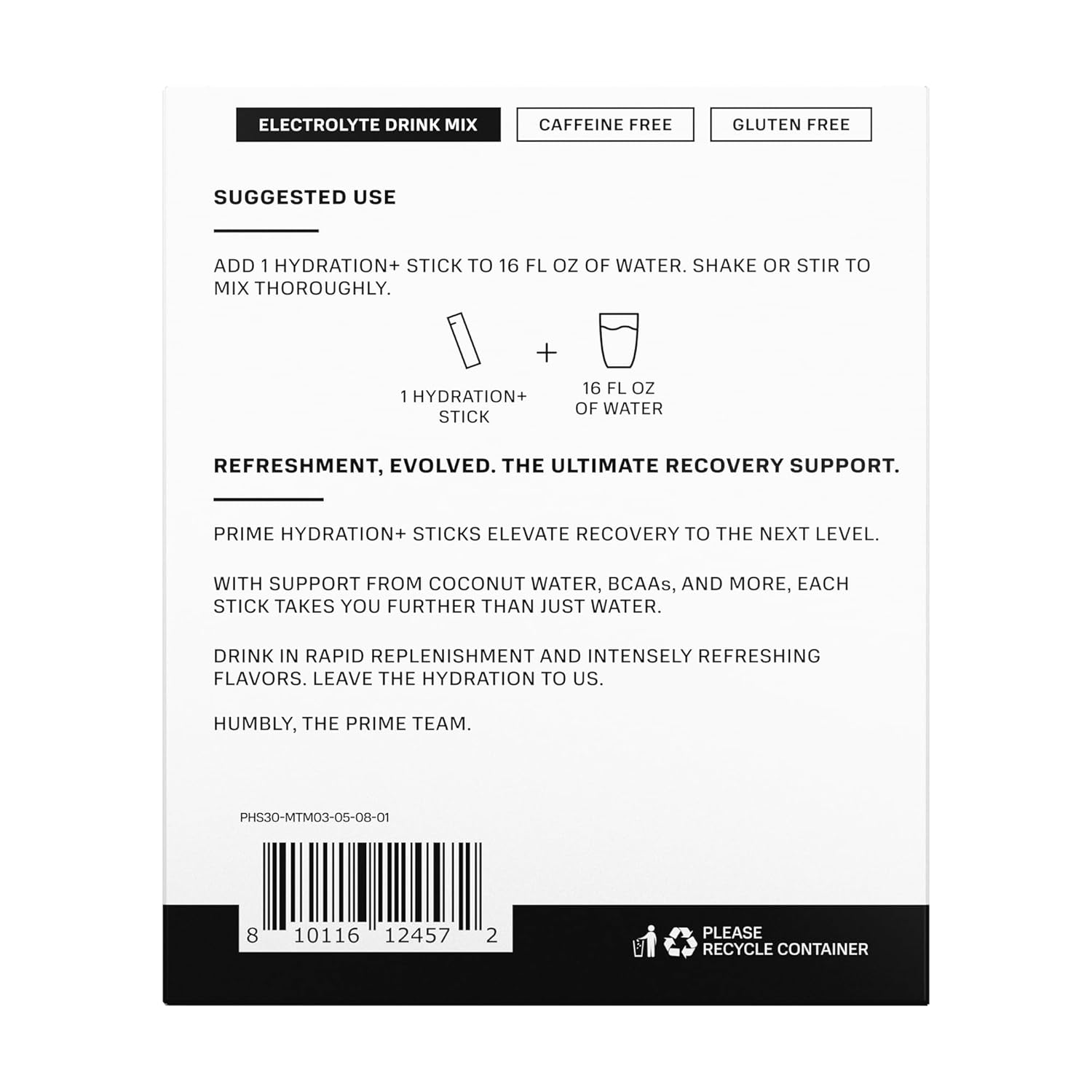 Hydration Powder Sticks with BCAAs, B Vitamins, and Antioxidants - Vegan and Caffeine-Free - 48 Pack