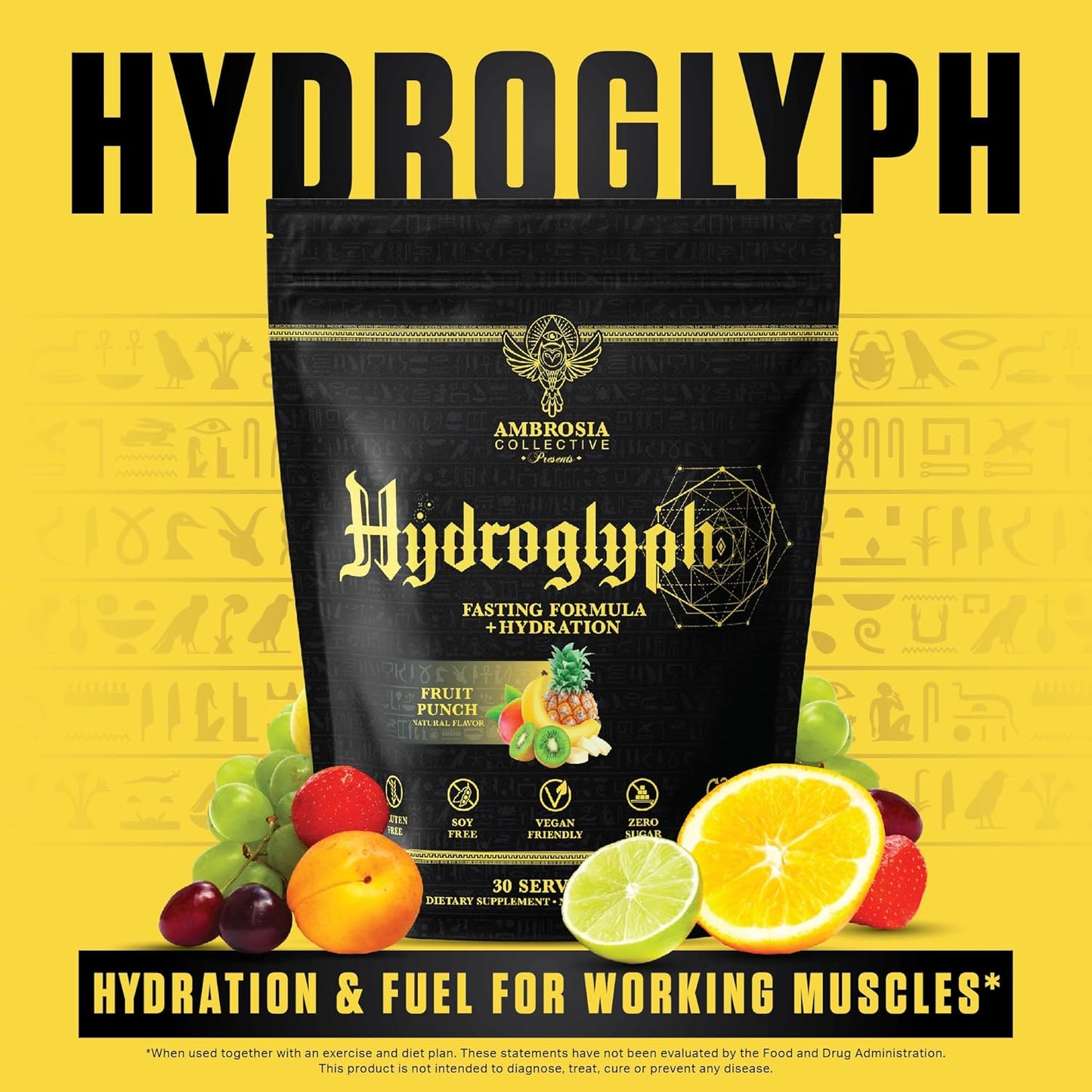 Hydration Powder with BCAA, EAA, and Electrolytes for Lean Muscle Support - Fruit Punch Flavor, 0g Sugar