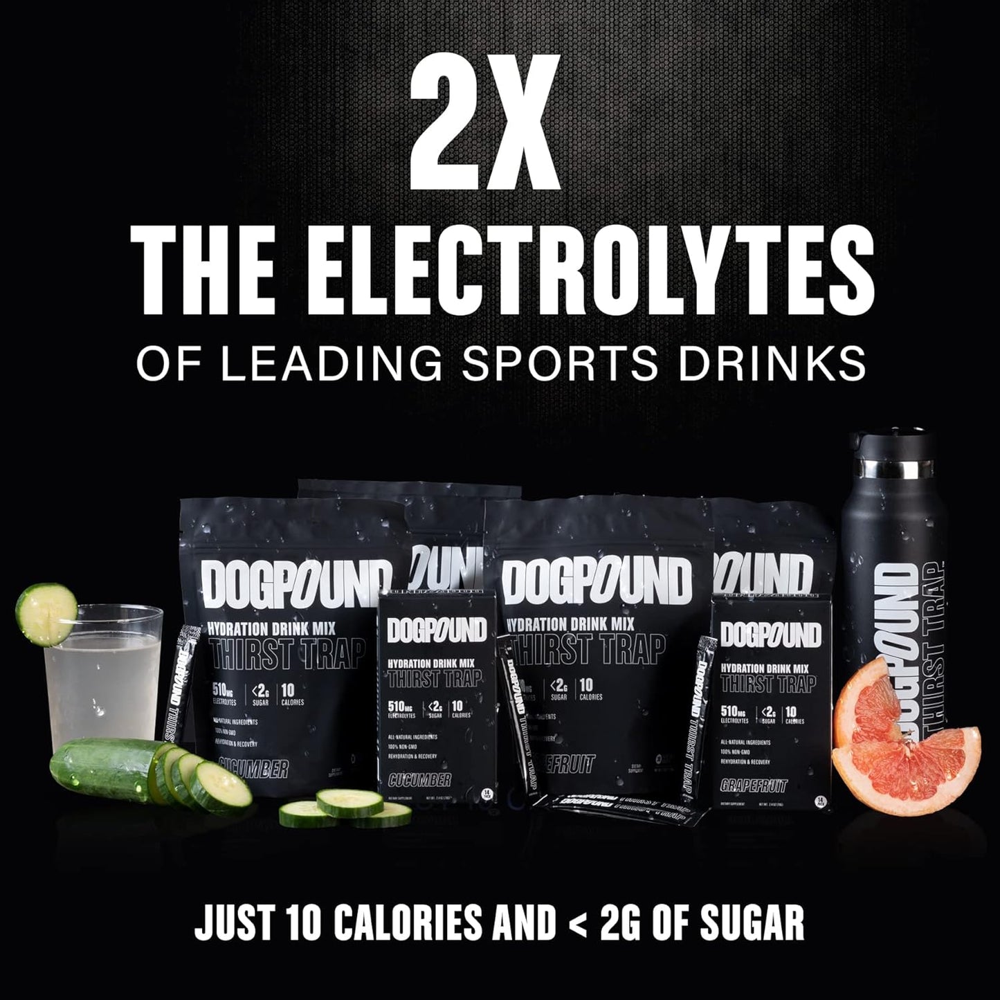Hydration Supplement Mix for Workout & Recovery | Electrolyte Drink | Grapefruit Flavor | 10 Calories | 30 Easy Open Sticks