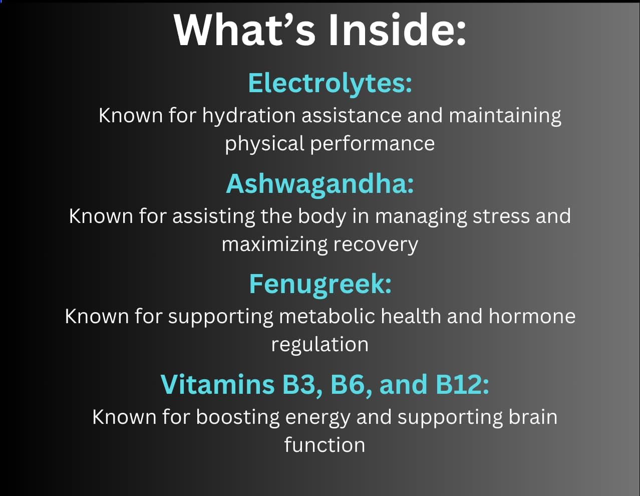 Hydration Supplement Mix with Electrolytes, Ashwagandha, Fenugreek, and Vitamins - Boosts Energy, Hormone Health, and Recovery