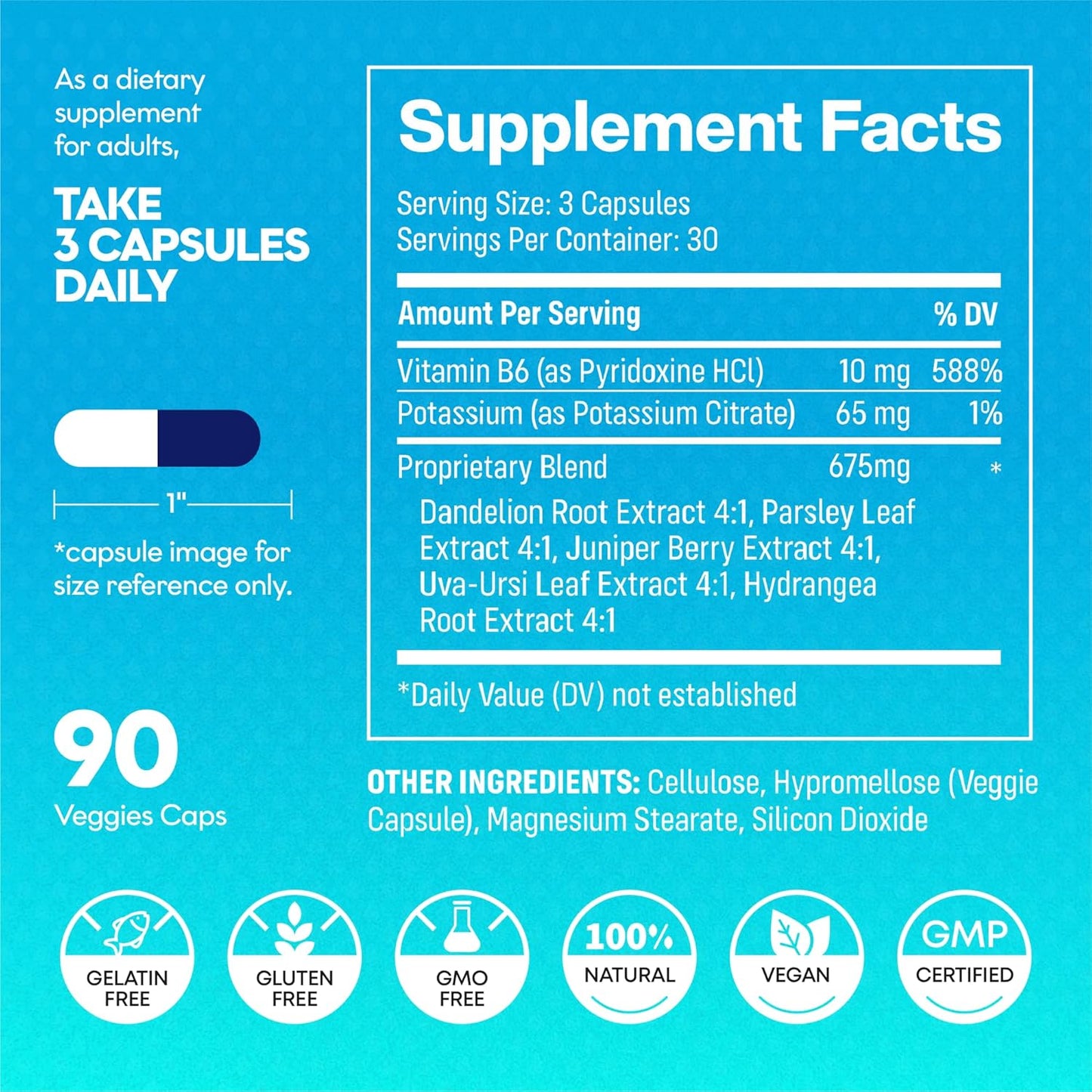 Hydravert Botanic Boost Water Pills for Swollen Legs & Feet - Natural Diuretic Blend Reduces Water Retention & Swelling