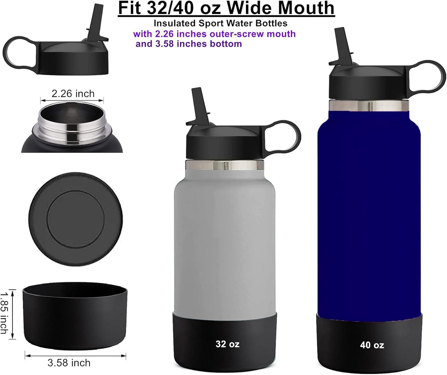 Hydro Flask Wide Mouth Straw Lid and Boot Set for Insulated Water Bottles