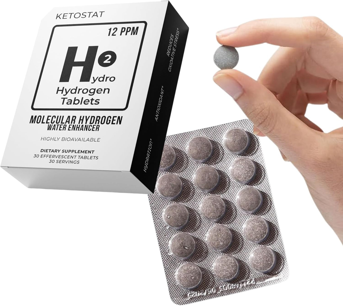 Hydrogen Water Tablets with Magnesium - 30 Tablets, Creates 12 PPM Molecular Hydrogen Drinking Water