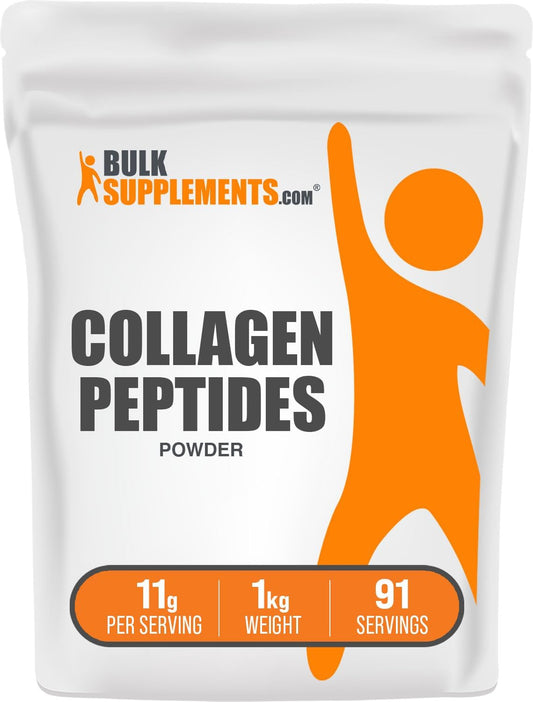 Hydrolyzed Bovine Collagen Peptides Powder - Gluten Free, 11g per Serving, 1kg (2.2 lbs) - Bulk Supplement Pack of 1