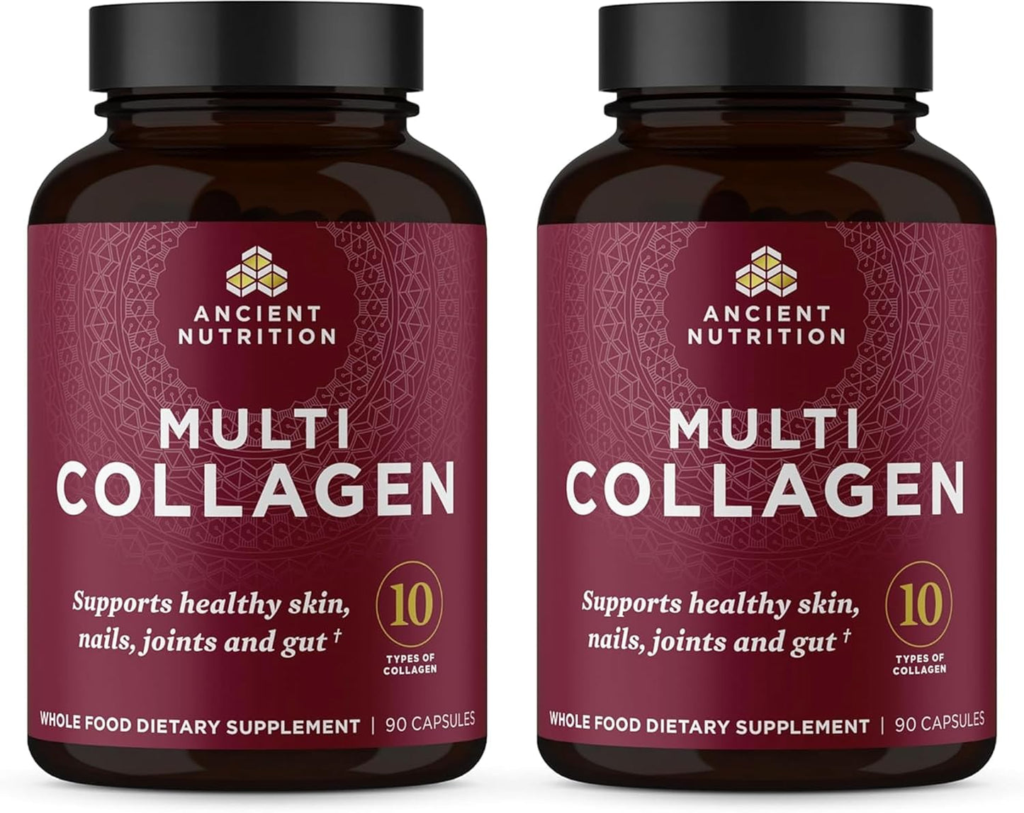 Hydrolyzed Collagen Capsules for Skin, Nails, Gut & Joints - 180 Count Bundle, Men & Women Dietary Supplement by Ancient Nutrition