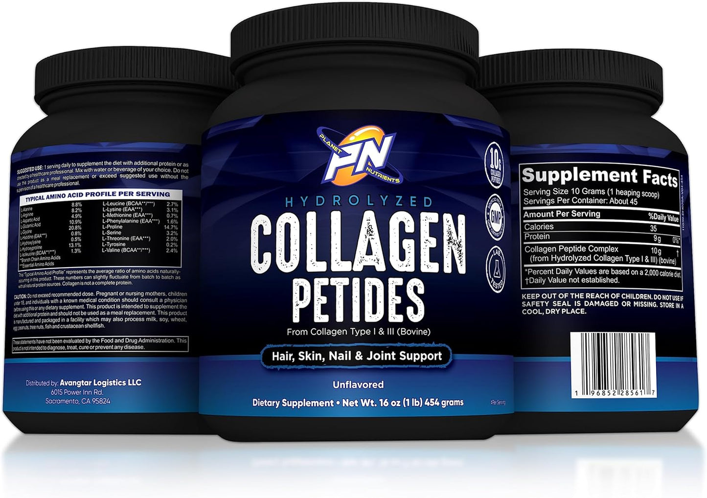 Hydrolyzed Collagen Peptides - Type I & III Vitamins for Hair, Skin, Nails, and Joints by Planet Nutrients