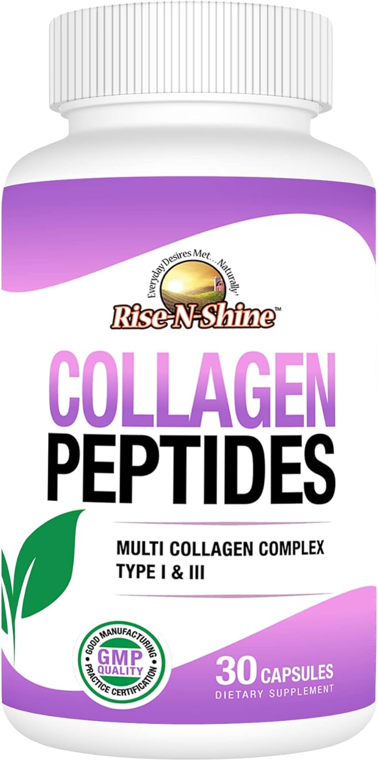 Hydrolyzed Collagen Peptides Complex Supplements for Hair, Skin, Nails, and Joints - 30 Capsules (30-Day Supply)