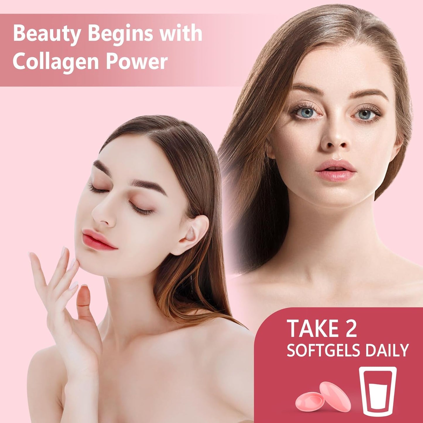 Hydrolyzed Collagen Peptides Pills for Women 2000mg - Type I, II, III, V, X - Multi Collagen Softgels with Hair, Skin & Nails Vitamins - 120 Count