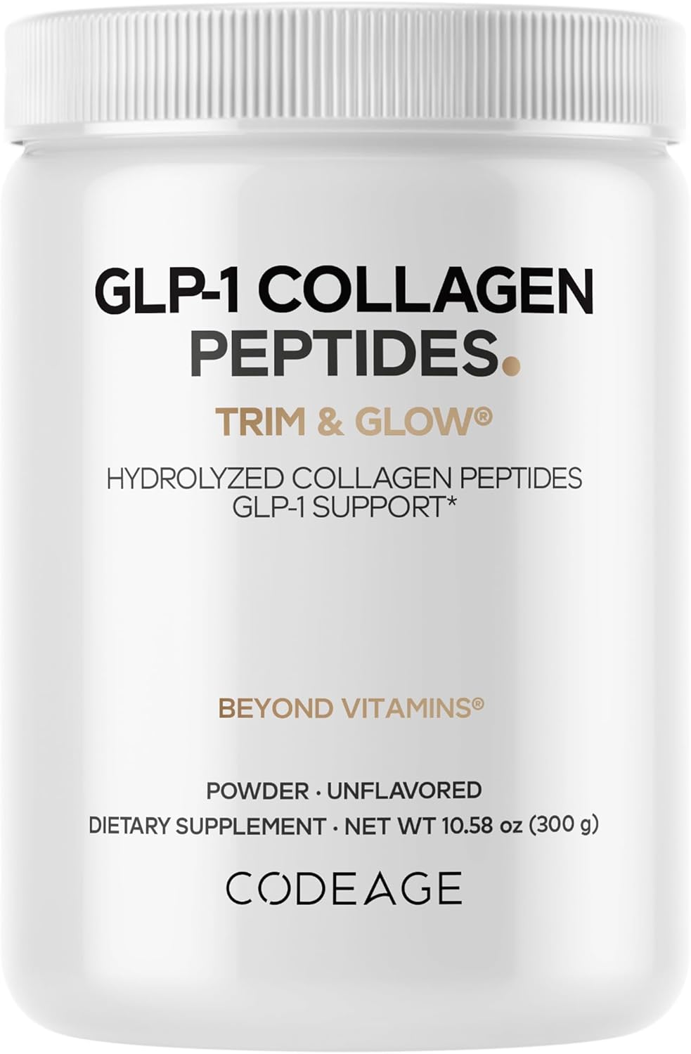Hydrolyzed Collagen Peptides Powder - Grass-Fed, Type I & III - GLP-1 Support Supplement - Unflavored - 10.58 Oz - Non-GMO, Gluten-Free, Dairy-Free