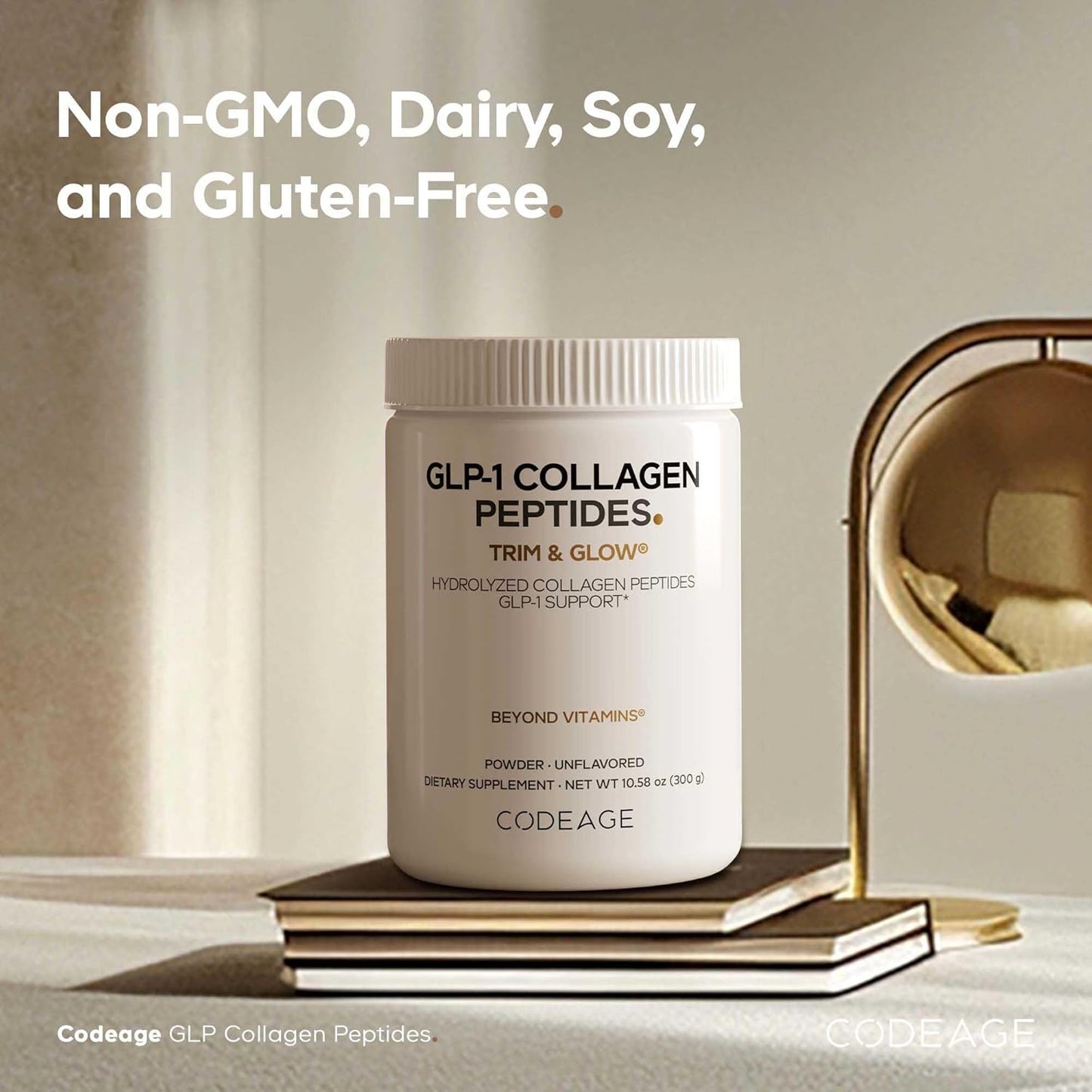 Hydrolyzed Collagen Peptides Powder - Grass-Fed, Type I & III - GLP-1 Support Supplement - Unflavored - 10.58 Oz - Non-GMO, Gluten-Free, Dairy-Free