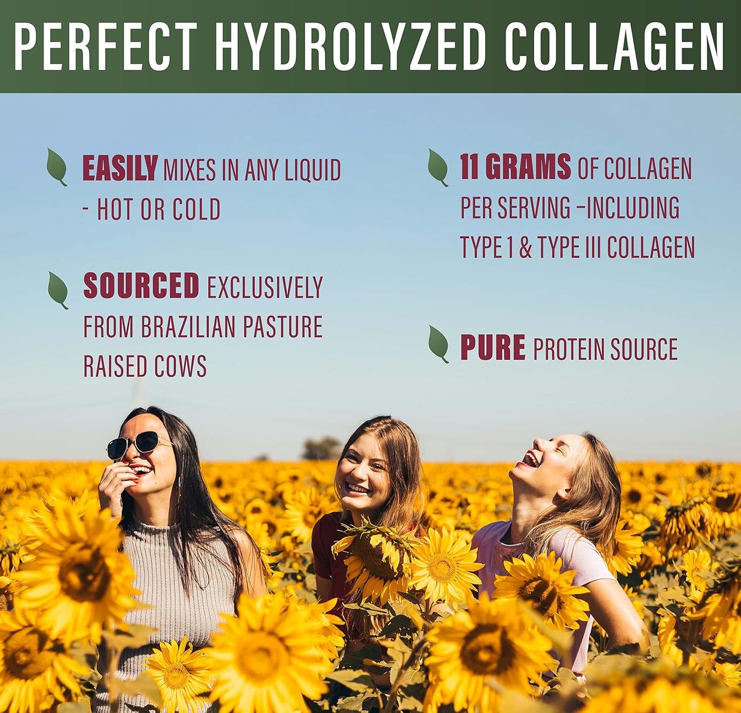 Hydrolyzed Collagen Peptides Powder - Unflavored for Men and Women - Grass Fed - Easy Absorption - 660g