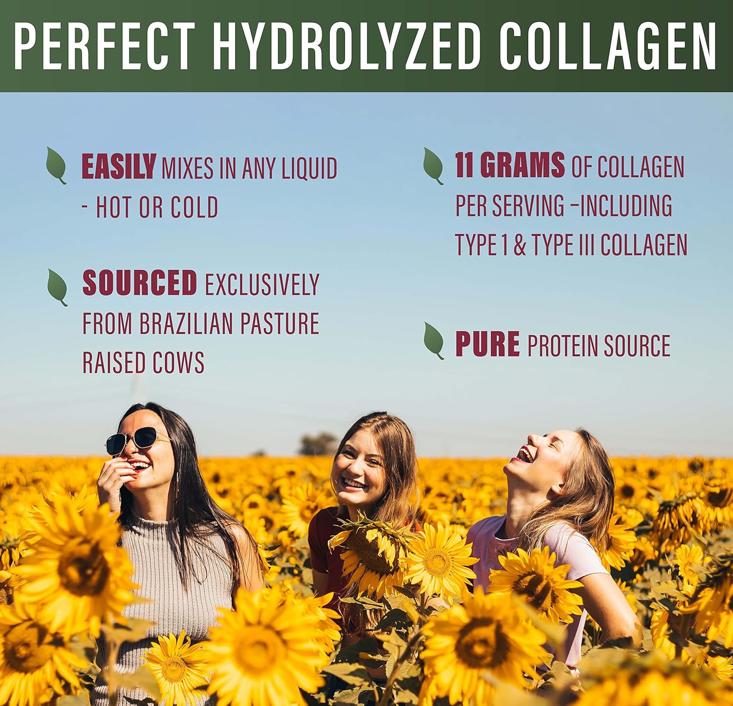 Hydrolyzed Collagen Peptides Powder - Unflavored for Men and Women - Grass Fed - Easy Absorption - 660g