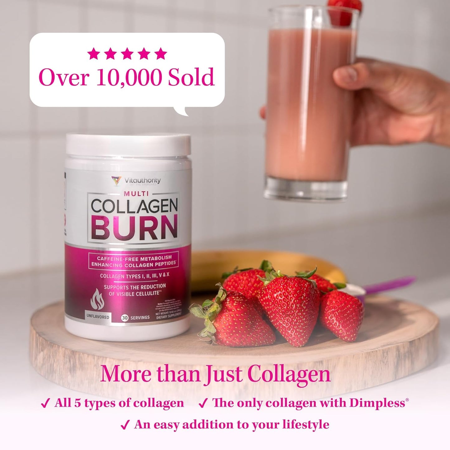 Hydrolyzed Collagen Peptides Powder for Weight Loss & Beauty | Chocolate Flavored Supplement for Women | Supports Fat Burning & Hair Skin Nails | 25 Servings