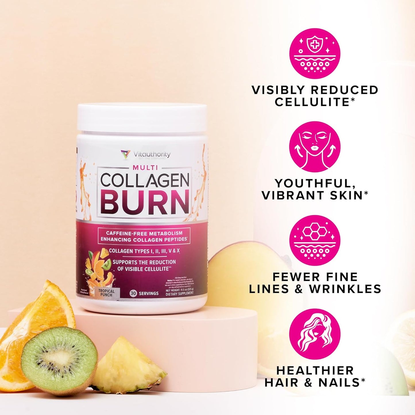 Hydrolyzed Collagen Peptides Powder for Weight Loss & Beauty | Chocolate Flavored Supplement for Women | Supports Fat Burning & Hair Skin Nails | 25 Servings