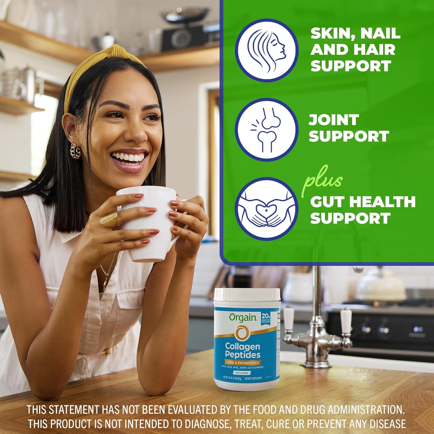 Hydrolyzed Collagen Peptides Powder with Prebiotic & Probiotics - Grass Fed, 20g Collagen, 1 Billion CFU - Digestive, Hair, Skin & Joint Health - Non-GMO - 1lb