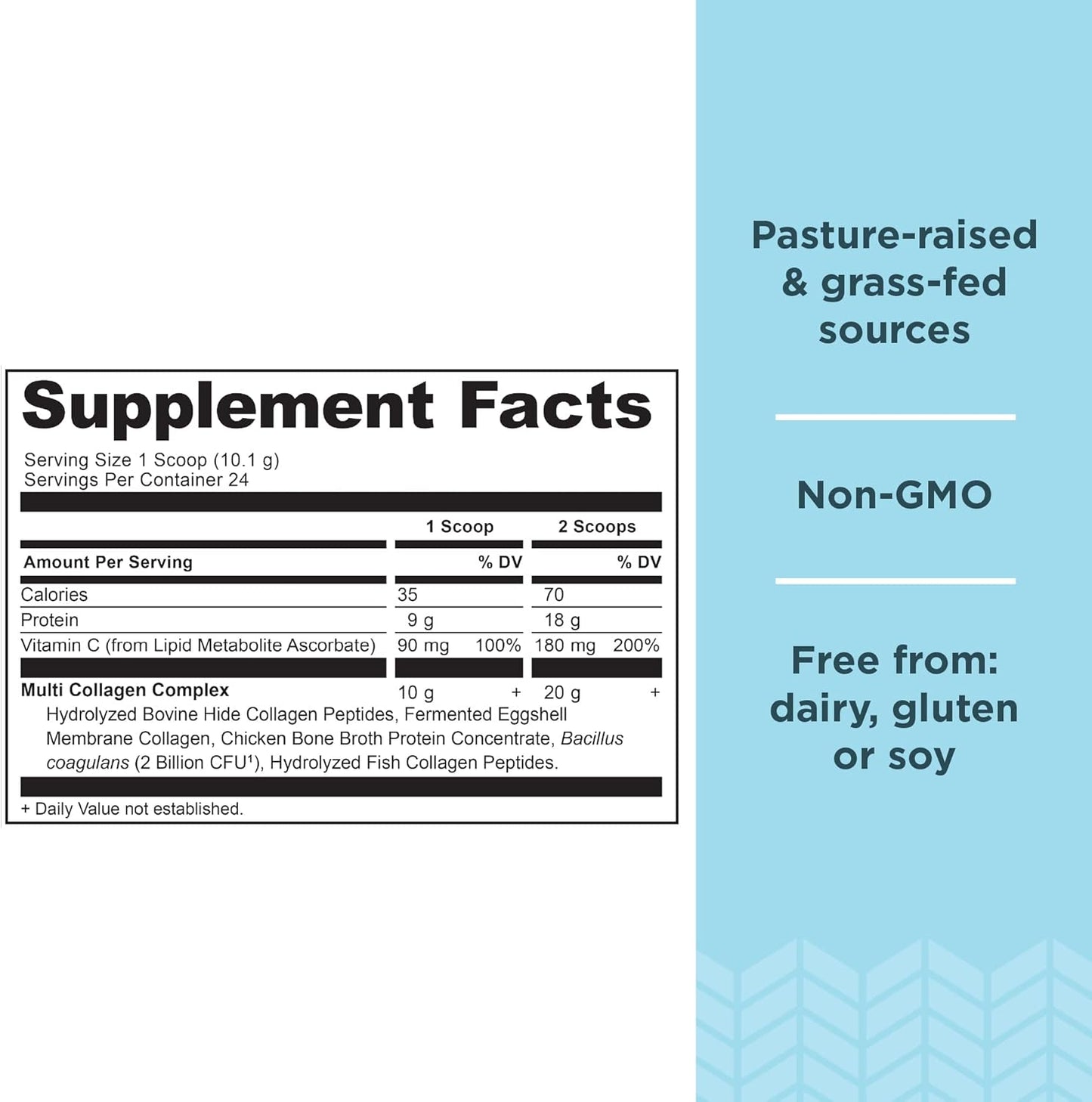Hydrolyzed Collagen Peptides Powder with Probiotics, Unflavored Multi Collagen Protein with Vitamin C, 24 Servings, Skin, Nails, and Gut Health Support, 8.6oz