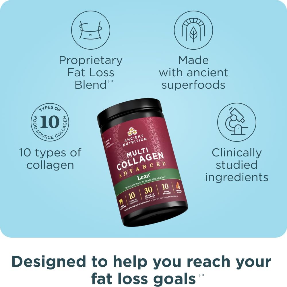 Hydrolyzed Collagen Peptides Powder with Probiotics, Vitamin C, Cinnamon - Supports Weight Management & Muscle Building - 25 Servings