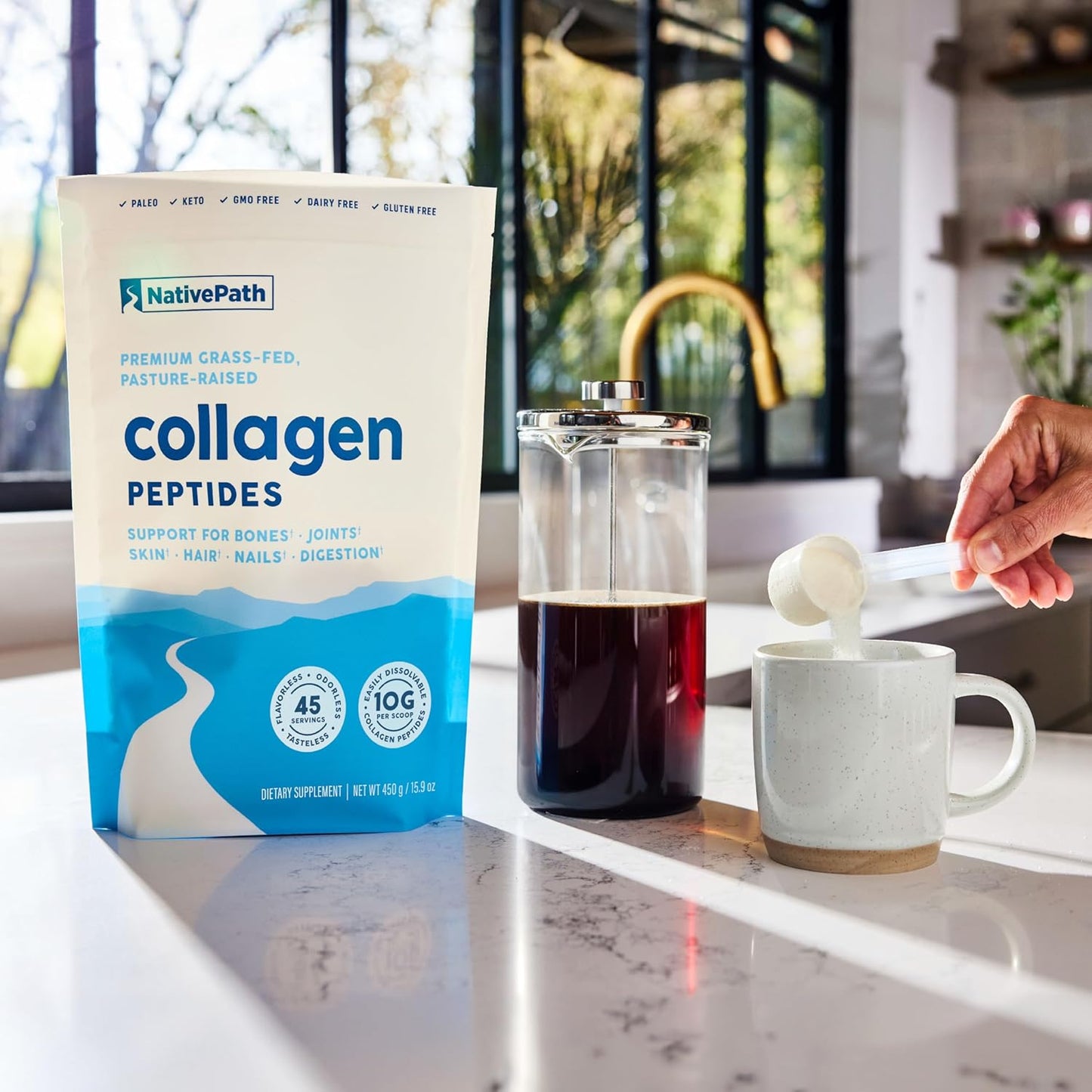 Hydrolyzed Collagen Peptides Protein Powder for Skin, Hair, Nails - 15.9 oz (45 Servings) by NativePath