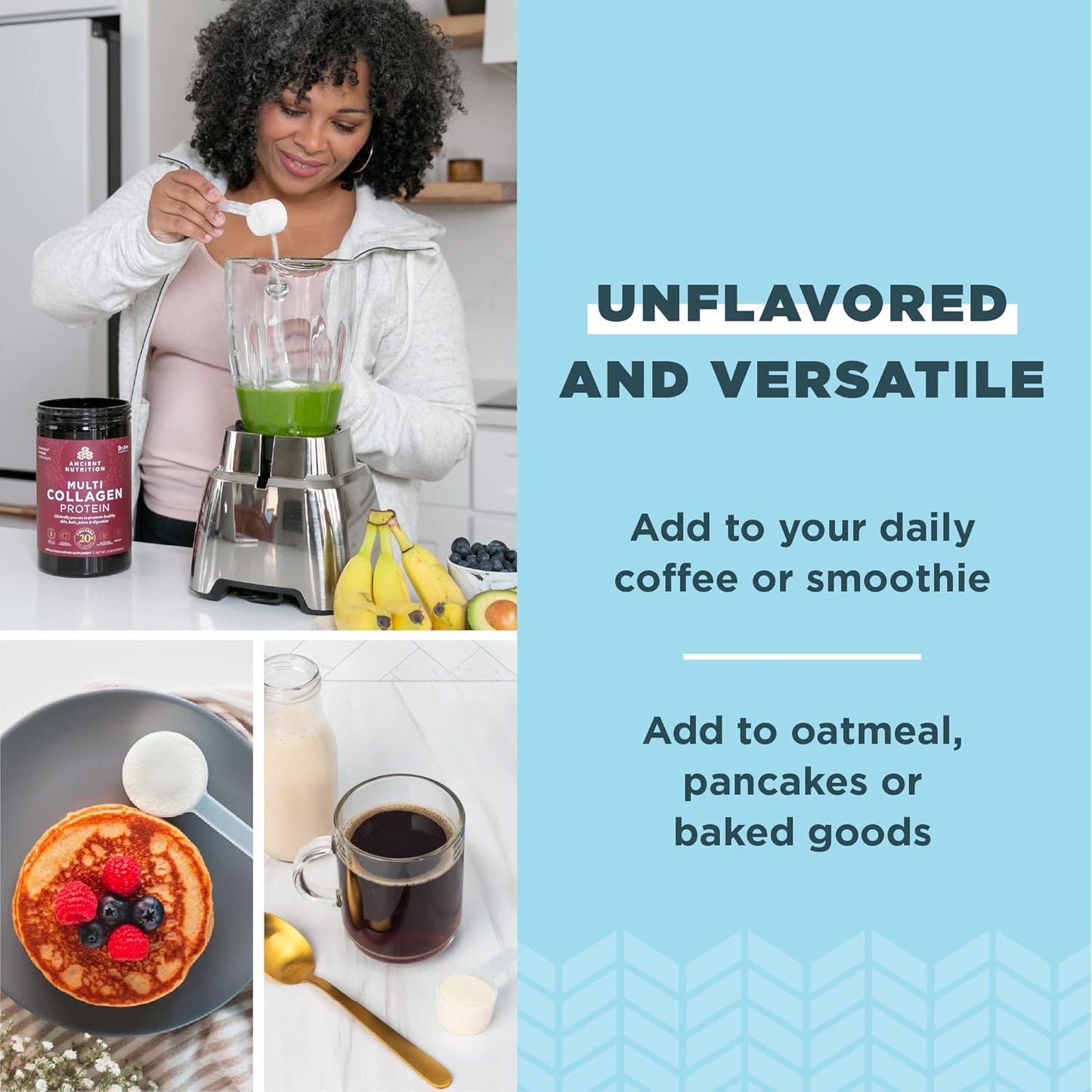 Hydrolyzed Collagen Powder Protein with Probiotics, Multi Collagen Peptides, Unflavored, 60 Servings, Supports Skin, Gut Health, Joint Health, 21.38oz