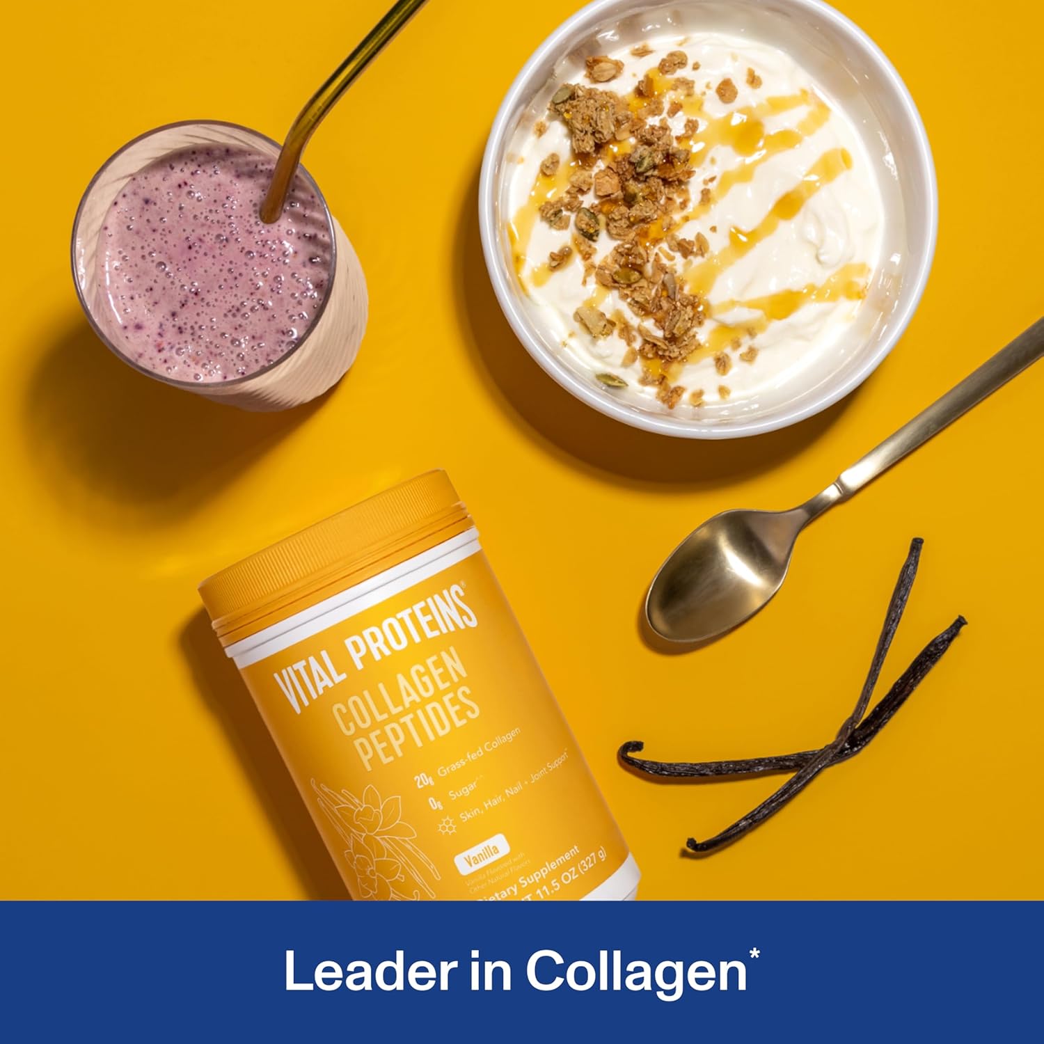 Hydrolyzed Collagen Powder with Vanilla Flavor, Supports Healthy Hair, Skin, Nails, Bones, and Joints - 11.5 oz