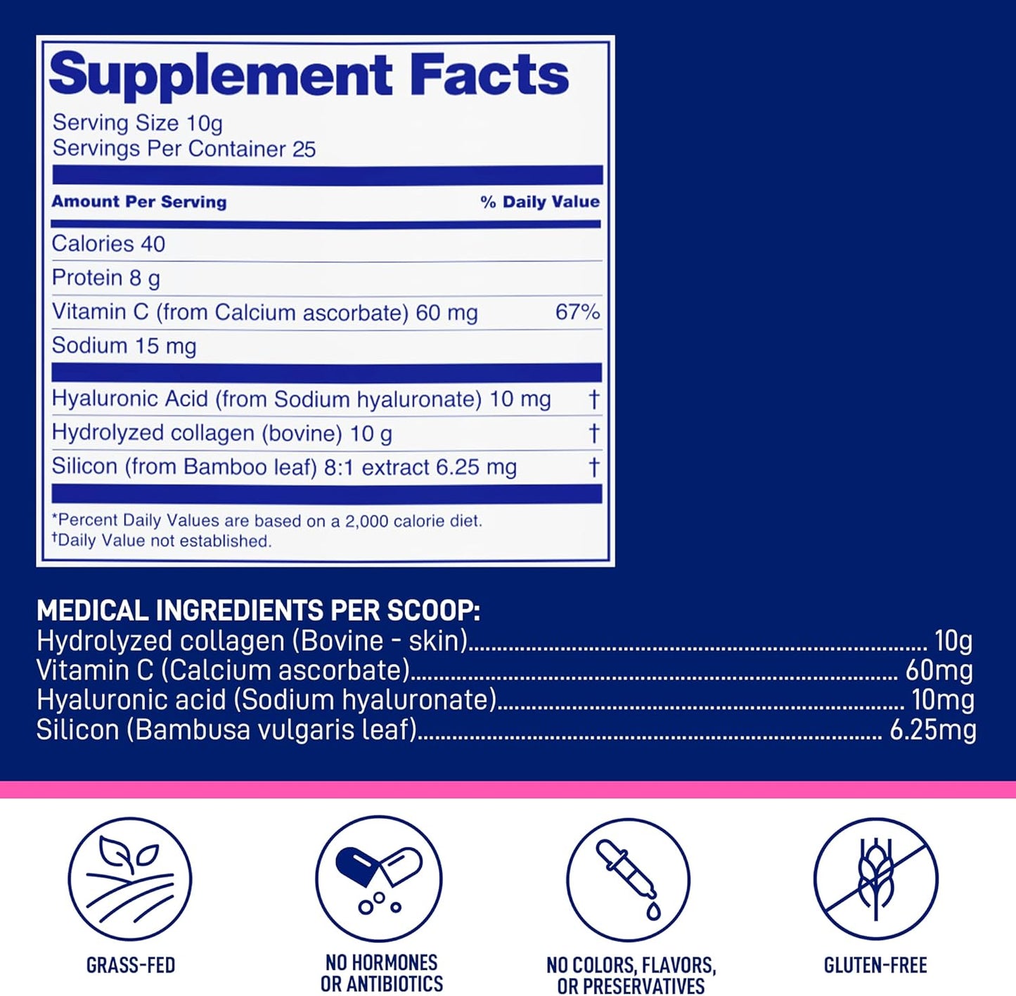 Hydrolyzed Collagen Unflavored Powder, 25 Servings, 253g Tub - LeanFit