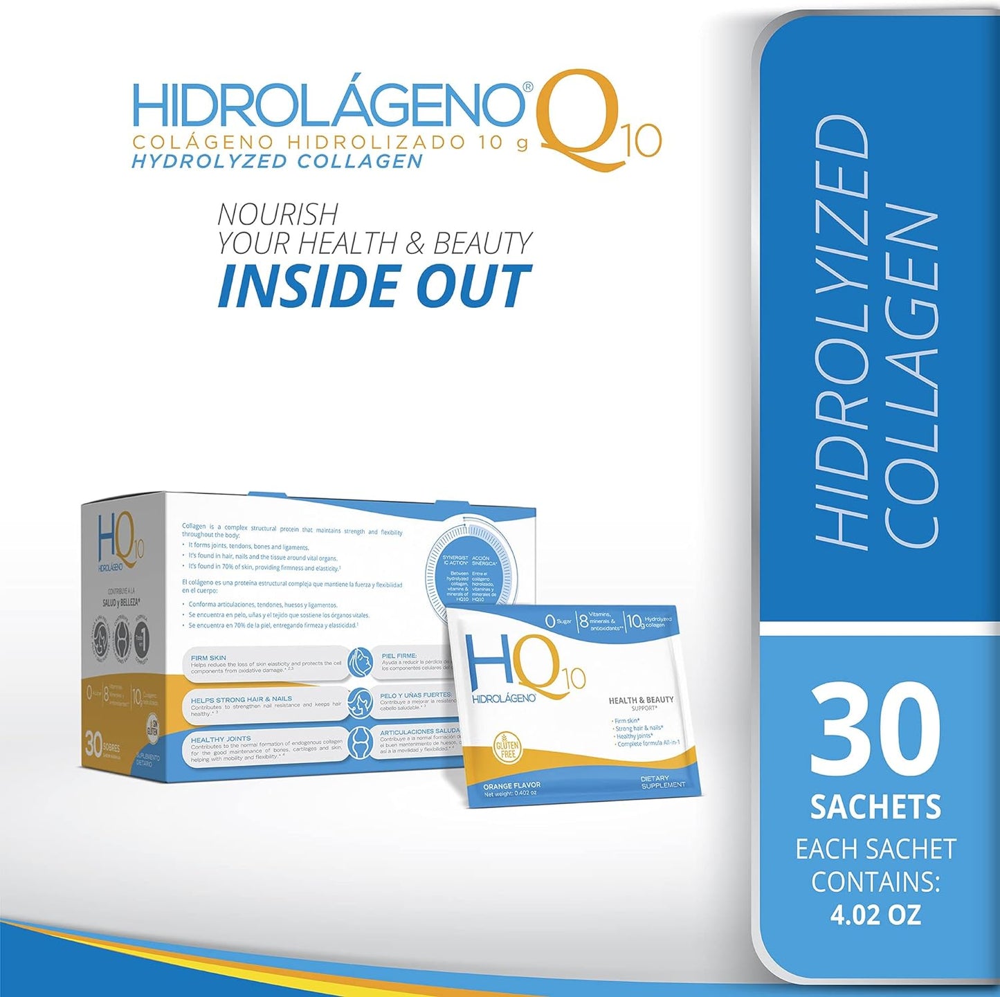 Hydrolyzed Collagen with CoQ10, Vitamins, Zinc, and Antioxidants - 30 Sachets, 4.2 Ounce Pack