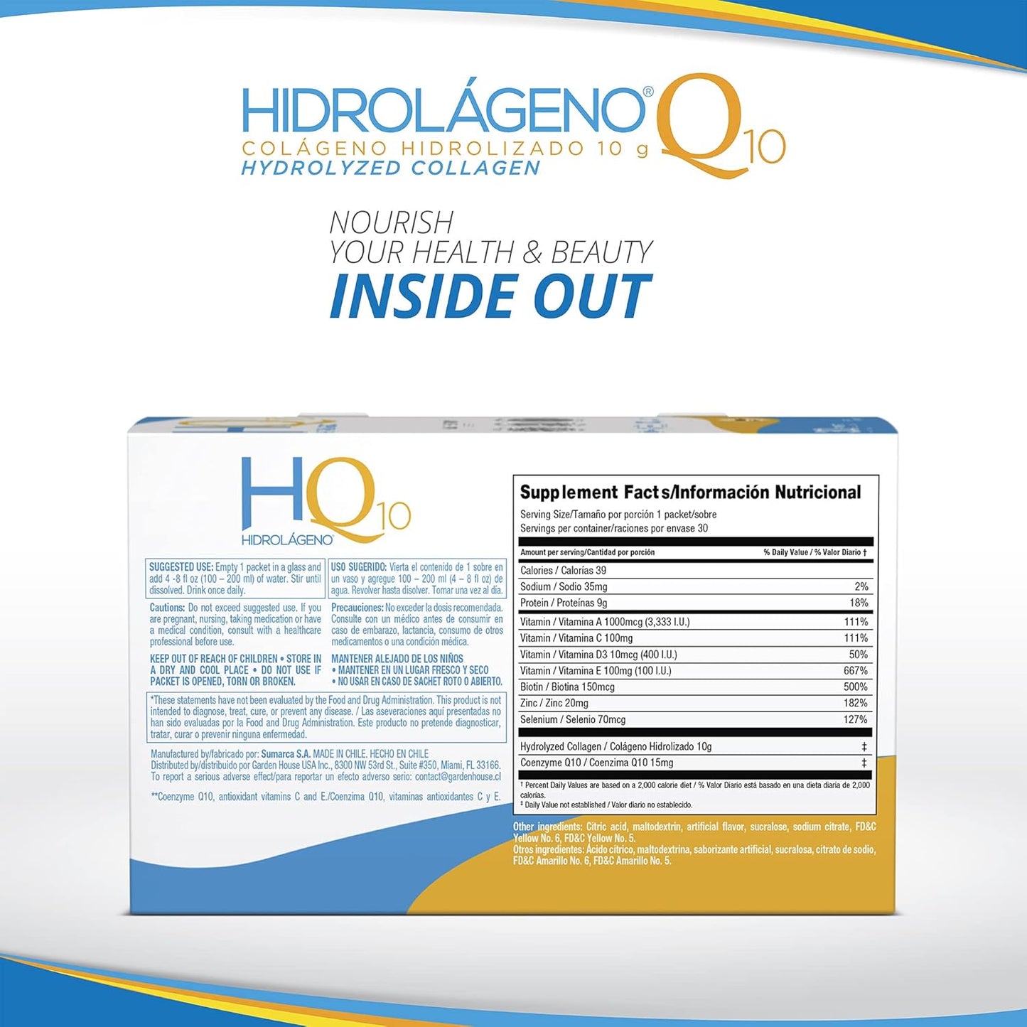 Hydrolyzed Collagen with CoQ10, Vitamins, Zinc, and Antioxidants - 30 Sachets, 4.2 Ounce Pack